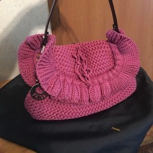 Fendi Knit Chef Bag in Pink
